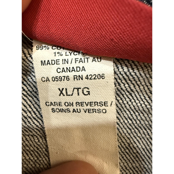 Vintage CAT Denim Jacket Womens Extra Large Blue Snap Front Stretch Workwear Y2K - Picture 5 of 10